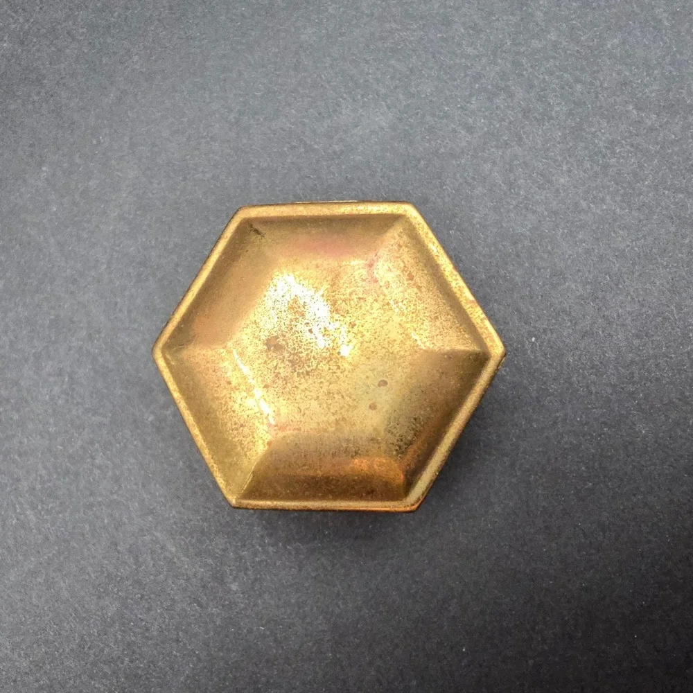 Vintage Bachmans Hexagon Brass Trinket Box Made in India Small Ring Case